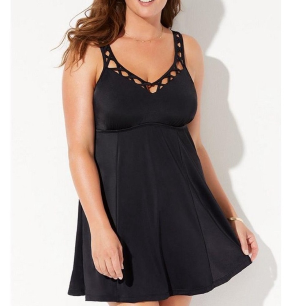 Swimsuits For All Black One Piece Swim Dress